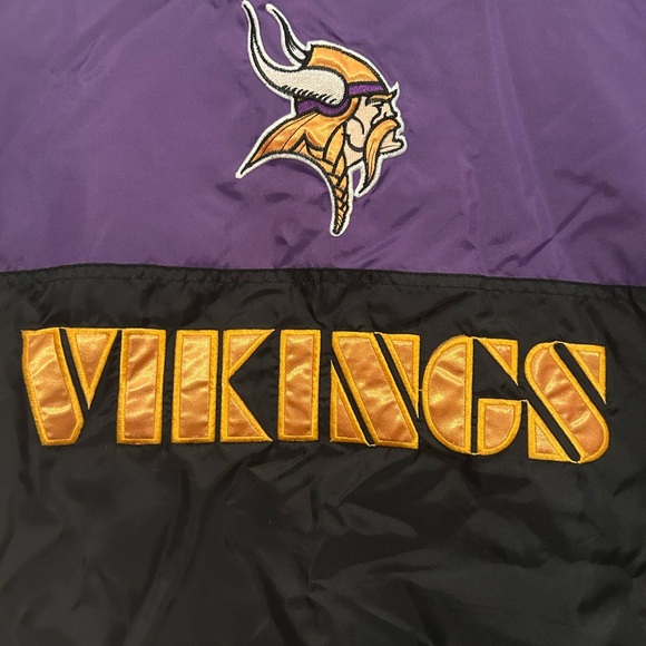 Vintage Reversible 90s Minnesota Vikings Jacket Nylon Fleece NFL Embroidered - Picture 16 of 16